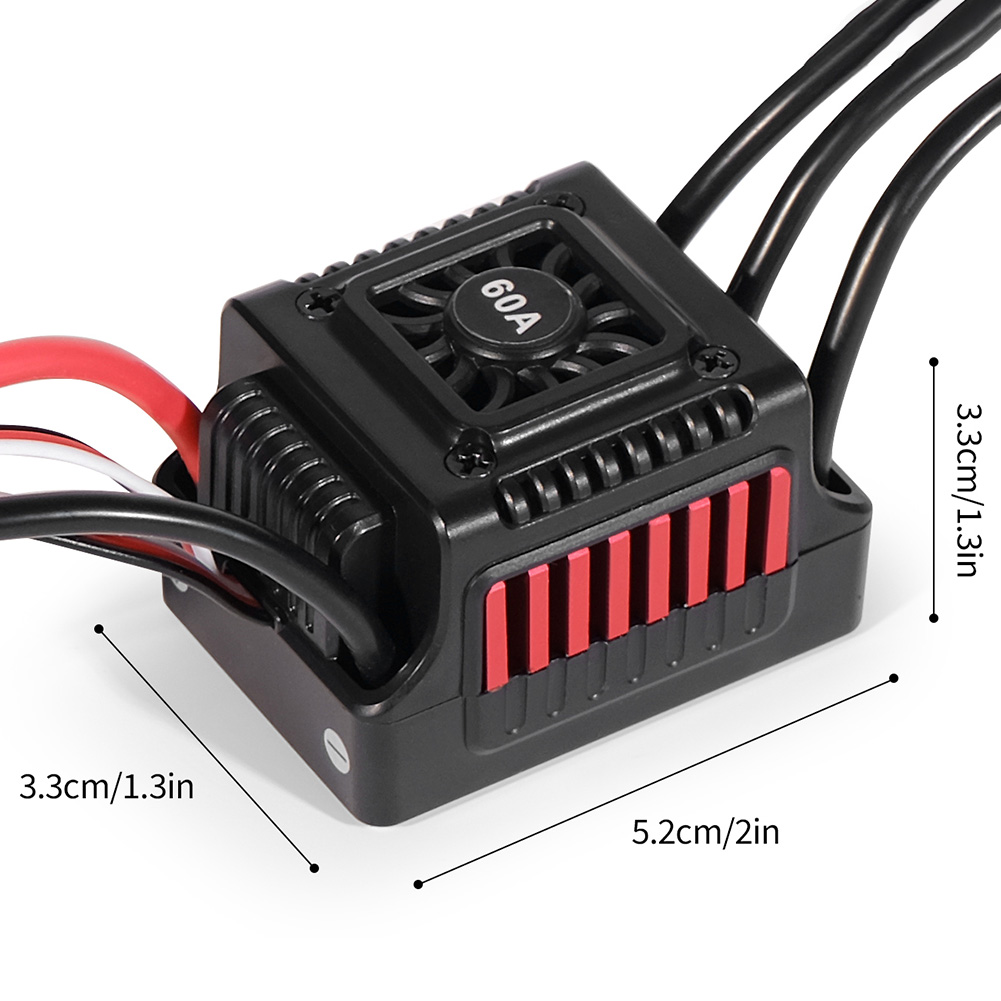 thumbnail image 2 of Controlador de velocidad eléctrica 60A 2-3S Motor impermeable sin escobillas ESC RC ESC SCHILLESS ESC RC Herramientas para camiones para automóviles RC 1/10 RC, 2 of 9