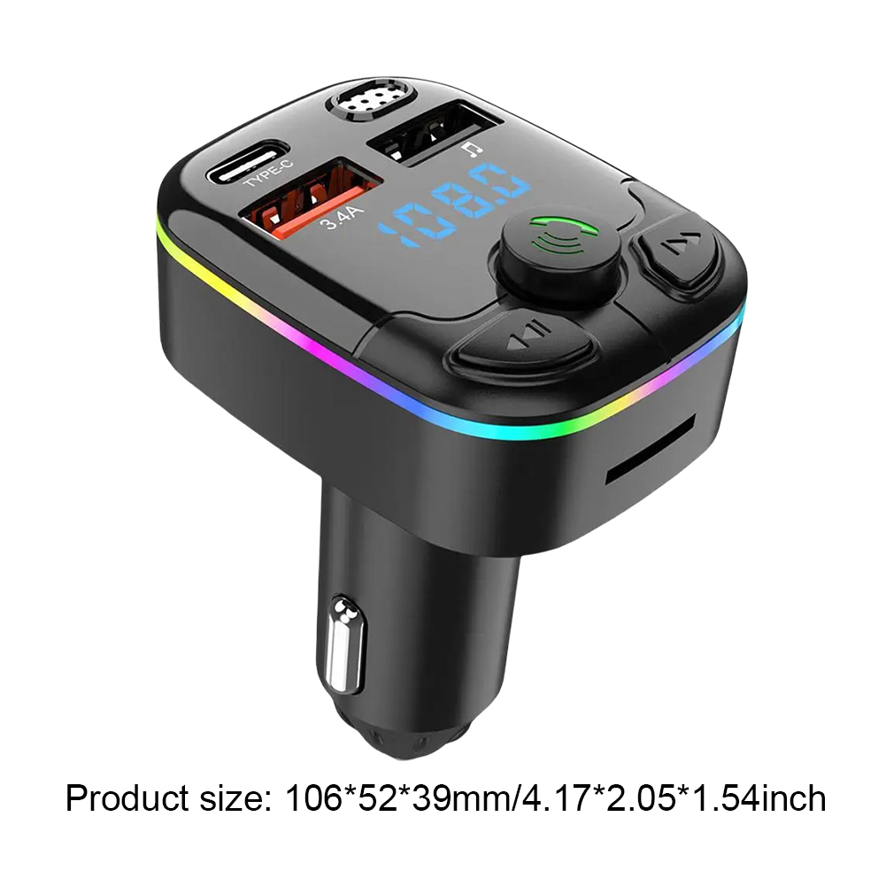 thumbnail image 2 of Modulador FM BT 5.0 Tipo-C Kit de coche inalámbrico manos libres Cargador de carga rápida USB, 2 of 5