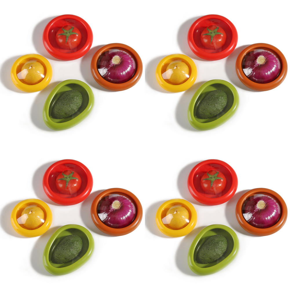 4 caja de almacenamiento Silicona fruta reutilizable Aguacate Saver Tomato Soporte para PC de nevera