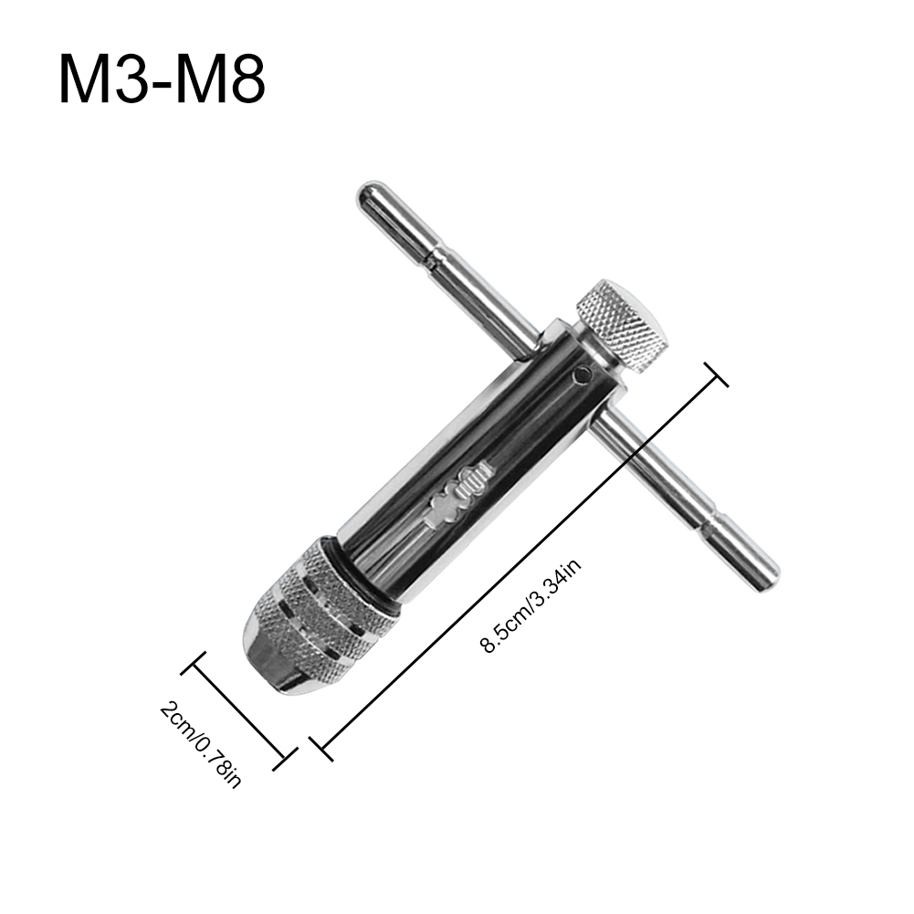 thumbnail image 2 of Llave del manzal del manzador de la llave del trinquete T-Handle ajustable M3-M8 M5-M12 Tornillo del tornillo métrico Tornillo Terreno T Terreno T-Tap-Tap T-Tap Ratchet Llave, 2 of 7