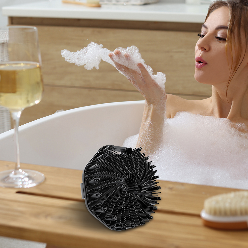 thumbnail image 4 of Silicone Body Sprobber Cepillo de masaje Massage Bish Sepch ducha de ducha (negro), 4 of 8