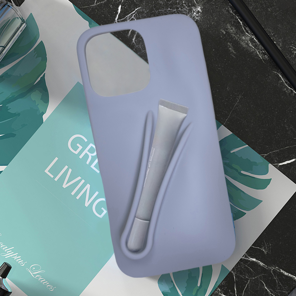thumbnail image 1 of Caja de teléfono Lipstick Silicone Stand cubrida para iPhone 16 (gris), 1 of 7