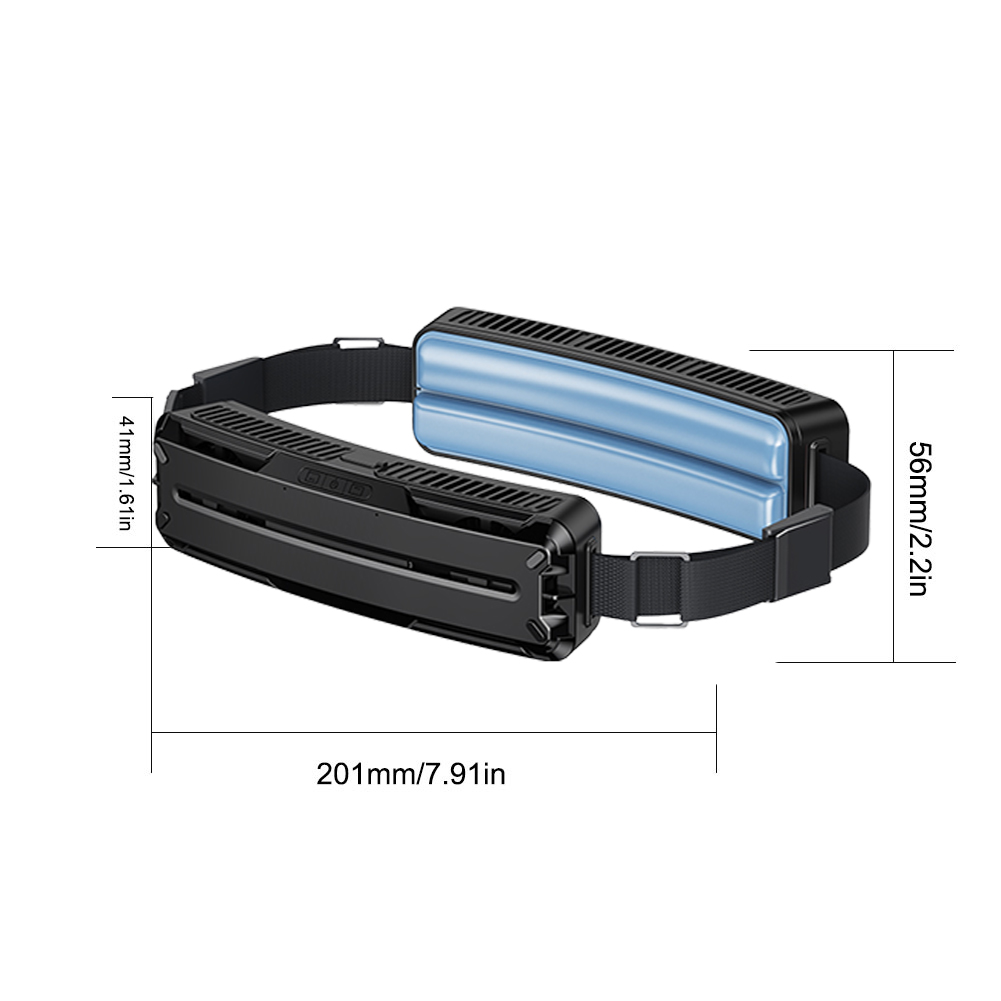 thumbnail image 2 of Ventilador de cintura portátil USB recargable 3 velocidades Ventilador de enfriamiento portátil (negro), 2 of 9