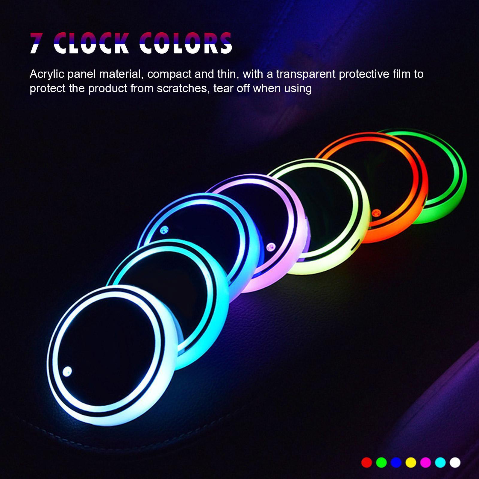 thumbnail image 1 of Luces de soporte de taza LED 7 colores cambiando ritmo de luz accesorios de automóviles de automóvil, 1 of 5