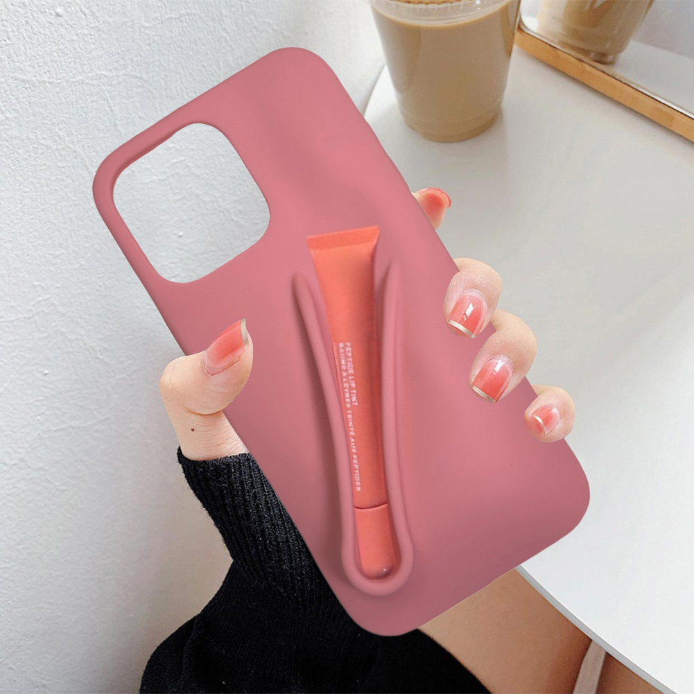 thumbnail image 5 of Caja de teléfono Lipstick Silicone Stand cubierta para iPhone 16 Orange, 5 of 7