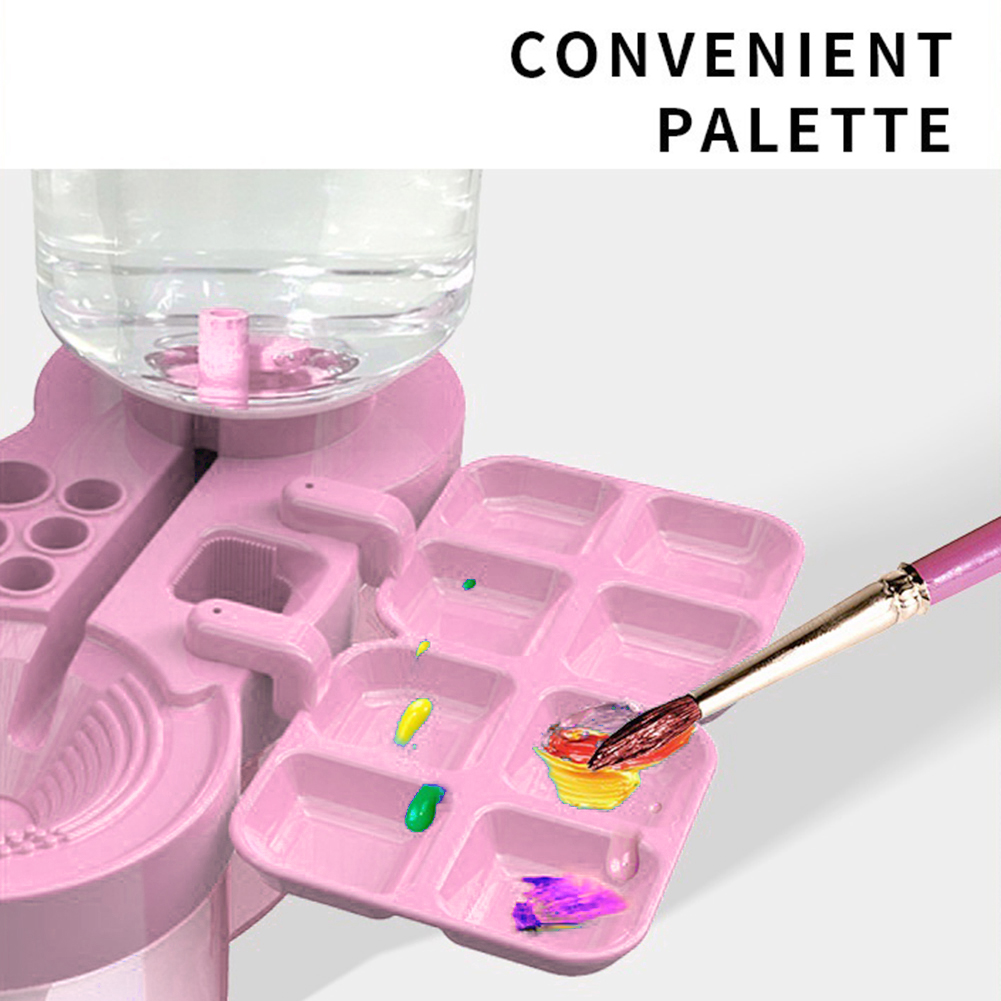 thumbnail image 5 of Máquina de limpieza de pinceles con botón de drenaje para adultos, niños, artistas, color rosa, 5 of 9