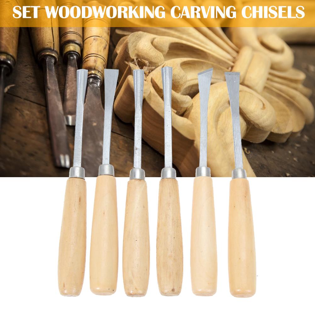 thumbnail image 5 of Juego de 6 cinceles manuales para tallado en madera, cortador de carpintería., 5 of 6