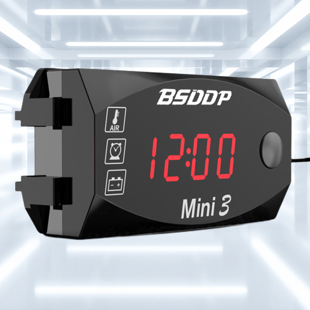 12v 3 en 1 medidor de voltaje digital a prueba de polvo Voltímetro LED de Voltímetro Digital Motocicleta Electrónico Reloj impermeable