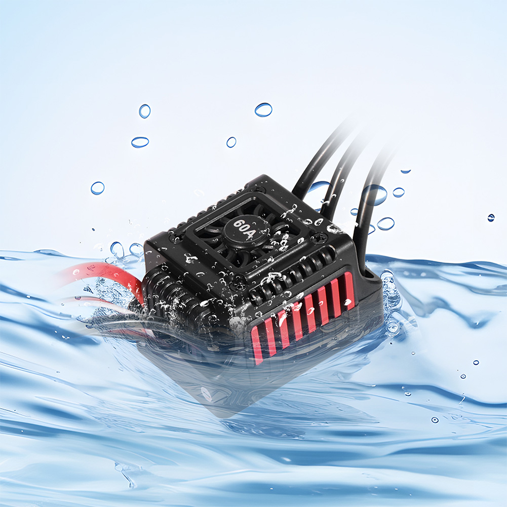 thumbnail image 5 of Controlador de velocidad eléctrica 60A 2-3S Motor impermeable sin escobillas ESC RC ESC SCHILLESS ESC RC Herramientas para camiones para automóviles RC 1/10 RC, 5 of 9