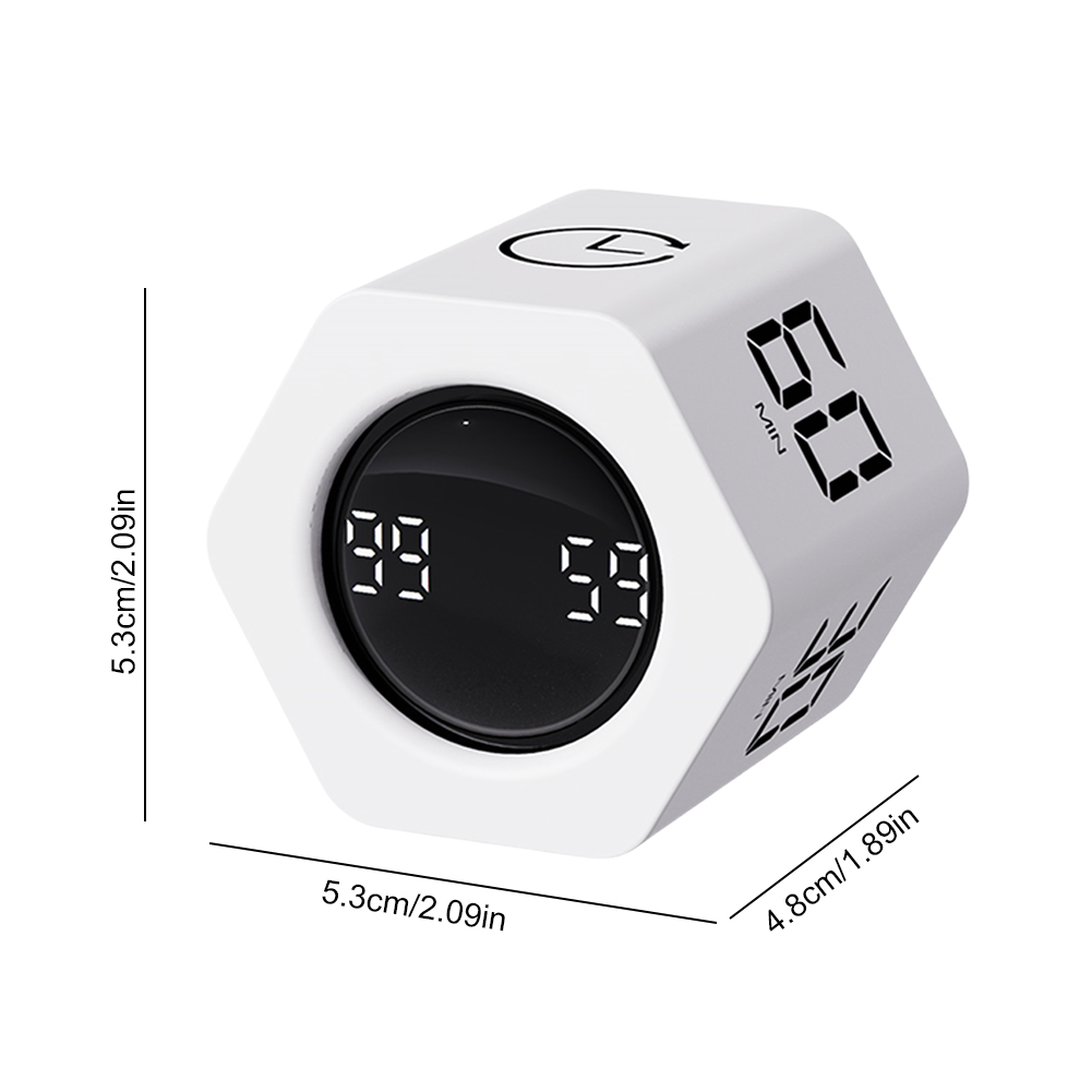 thumbnail image 2 of Temporizador productividad Cubo Sensor de gravedad Flip 5 Tiempo preestablecido Negro Digital, 2 of 6