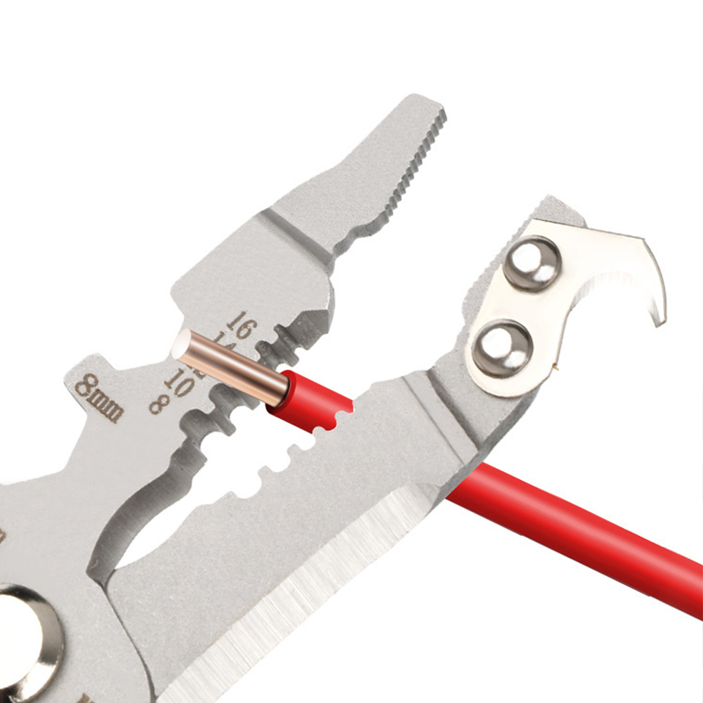 thumbnail image 3 of Herramienta de prensado de alicates cortador de cables plegable 18 en 1 (gris), 3 of 4