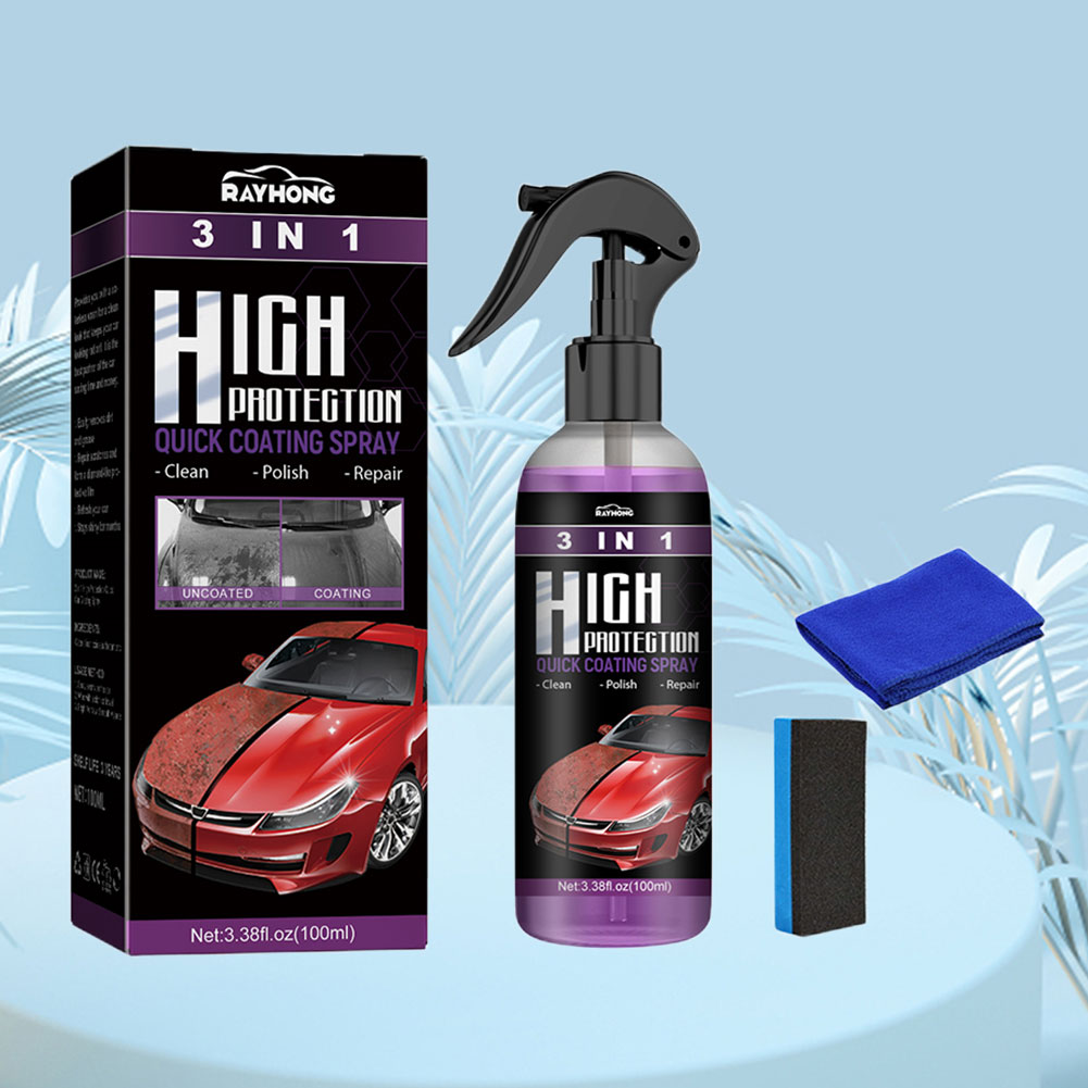 thumbnail image 1 of 1 3 en cera de pulverización de pulido 100ml agente de recubrimiento de pintura de pulido cuidado de la pintura del coche, 1 of 5