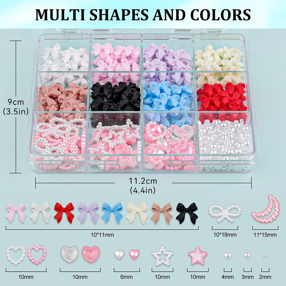 thumbnail image 2 of Conjunto de encantos de uñas y 12 grids 3D con herramientas de selección Bows Hearts para decoración, 2 of 4