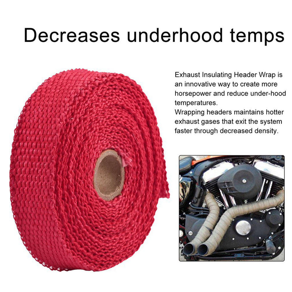thumbnail image 4 of Tela térmica resistente al calor para tubo de escape de 5 m para coche y motocicleta (rojo), 4 of 6