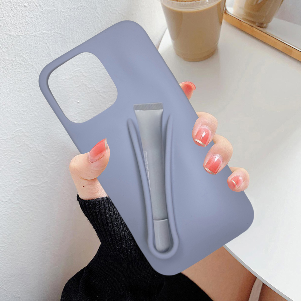 thumbnail image 5 of Caja de teléfono Lipstick Silicone Stand cubrida para iPhone 16 (gris), 5 of 7