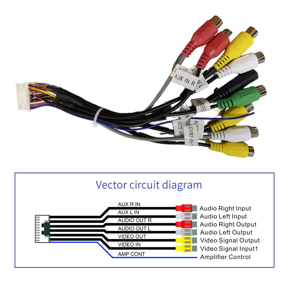 thumbnail image 4 of Cable de adaptador estéreo de automóvil de 20 pinchores 6x 3.5 mm RCA enchufes conector de cable, 4 of 9