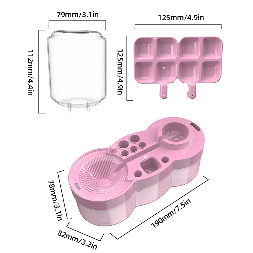 thumbnail image 2 of Máquina de limpieza de pinceles con botón de drenaje para adultos, niños, artistas, color rosa, 2 of 9
