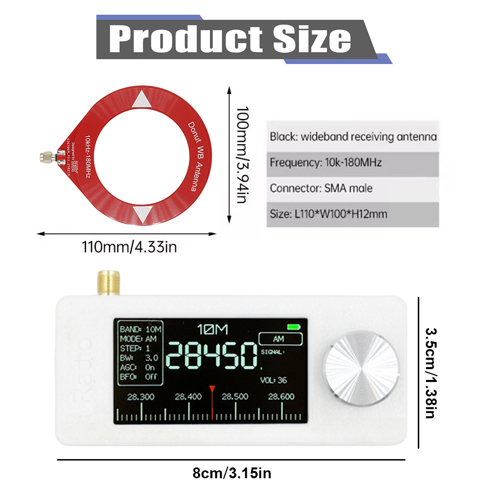 thumbnail image 2 of Antena de radio portátil SI4732 0.5-108MHz LSB USB AM FM White 2pcs, 2 of 9