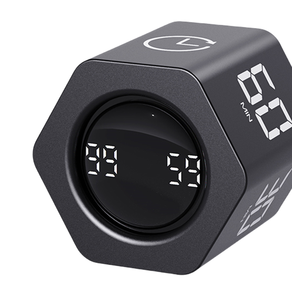 thumbnail image 3 of Temporizador productividad Cubo Sensor de gravedad Flip 5 Tiempo preestablecido Negro Digital, 3 of 6