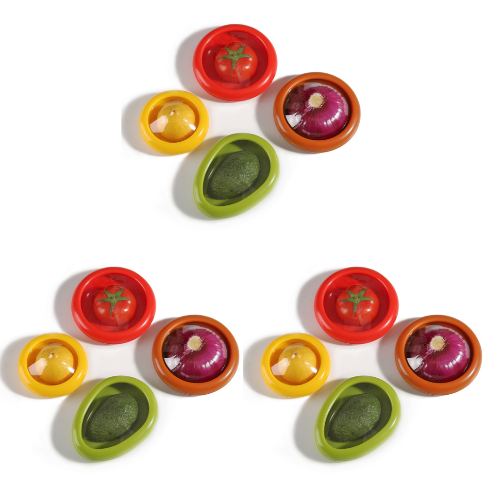 4 caja de almacenamiento Silicona fruta reutilizable Aguacate Saver Tomato Soporte para PC de nevera