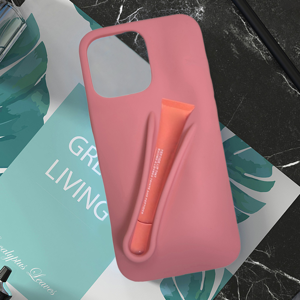 thumbnail image 1 of Caja de teléfono Lipstick Silicone Stand cubierta para iPhone 16 Orange, 1 of 7