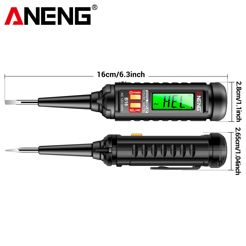 thumbnail image 2 of Detector AC 12V-300V Voltaje sin contacto Probador de cables vivos de lápiz eléctrico digital, 2 of 8
